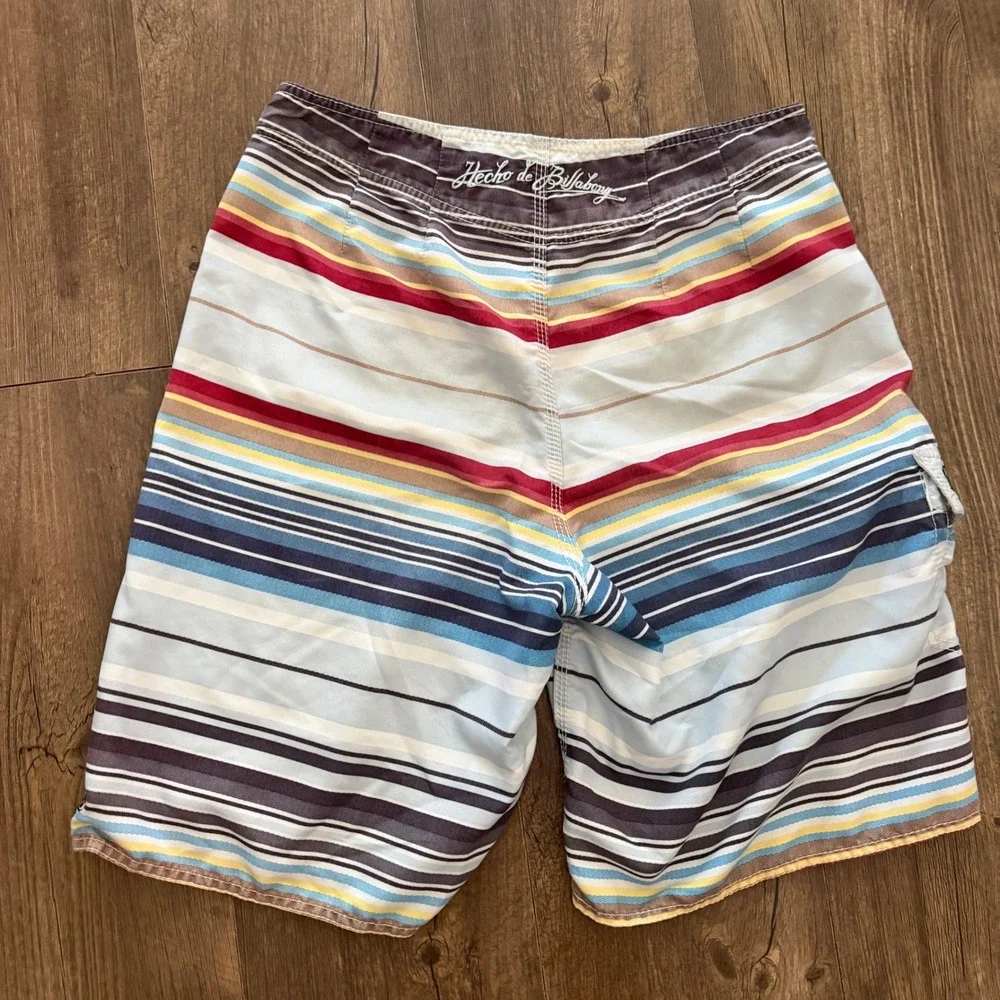Billabong Board Shorts Mens Size 33 Multi-Color Striped Surf Swim Trunks Y2K